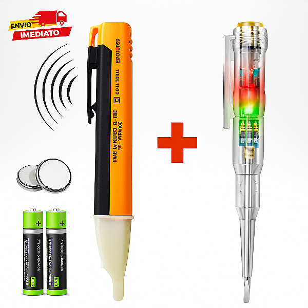 Kit 2x1 Chave de Fenda Teste de Corrente 70V a 250V Voltagem e Caneta Detectora de Tensão