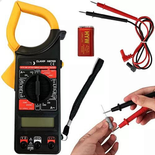 Alicate Amperímetro Multímetro Digital C/ Estojo e Bateria