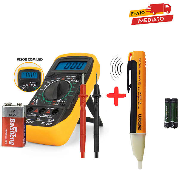 2 em 1 Multímetro Profissional + chave Teste Tensão Corrente
