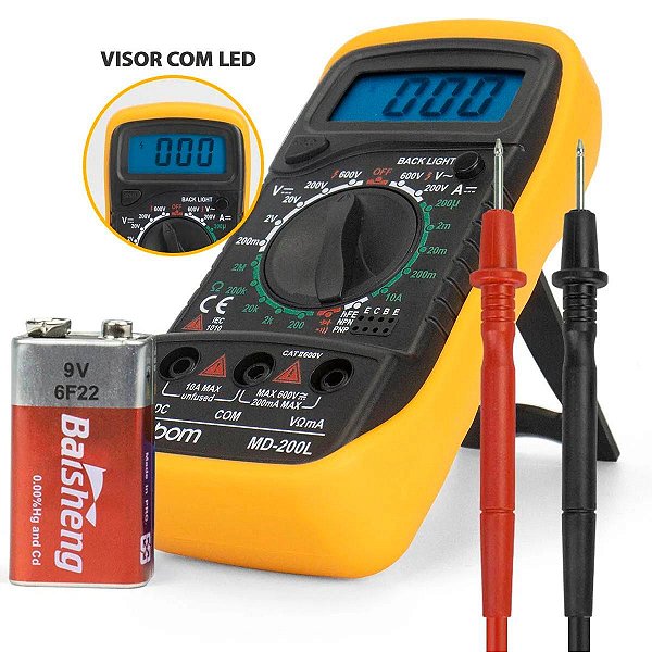 Multímetro Digital Portátil Profissional Com Beep Iluminação