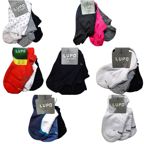Kit c/3 Pares Meia Sapatilha Adulto Lupo Sport