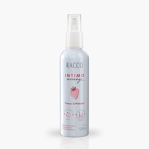 Spray Íntimo Feminino Racco Morango 120ml – Frescor, Proteção e Perfume Diário