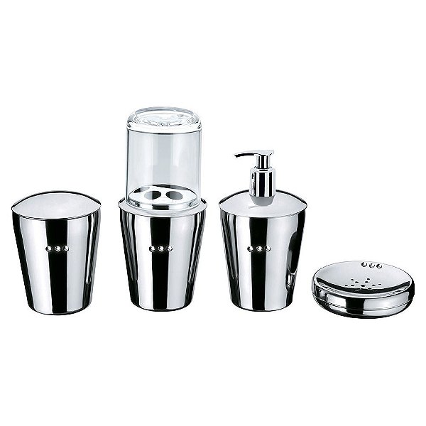 Conjunto Organizador Banheiro SPA Crystal Aço Inox 4 Peças Hara