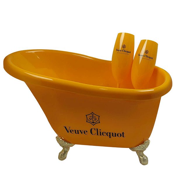 Banheira Champanheira 7,8L Veuve Clicquot + 2 Taças Champanhe