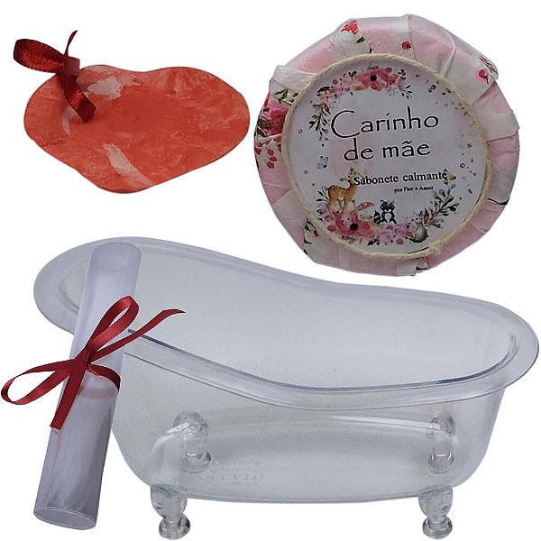 Kit Presente Banheira Transparente e Sabonete Carinho de Mãe Boccati