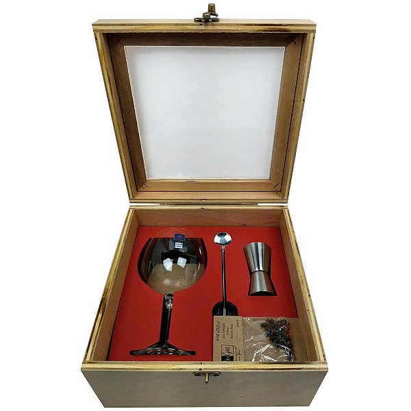 Kit Gin Tônica Taça Cristal Especiarias Colher Dosador Inox Boccati