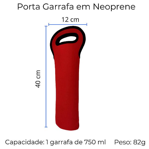 Porta Garrafa Térmico Alça Neoprene 1 Garrafa Vinho Vermelho