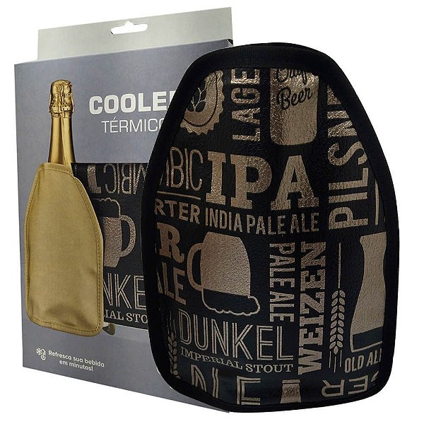 Cooler Térmico Bolsa Preta com Frase Gel Vinho Espumante