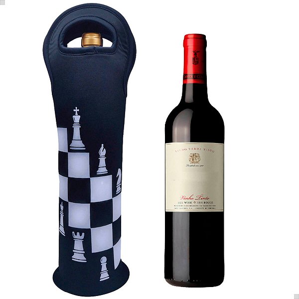 Porta-Garrafa Bolsa Térmica Neoprene Xadrez 1 Garrafa Vinho