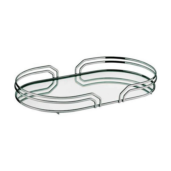 Bandeja Ayla Cromada Decorativa Oval Espelhada