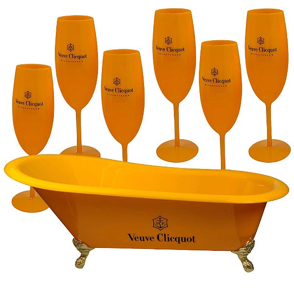 Kit Champanheira Banheira King Laranja + 6 Taças Espumante