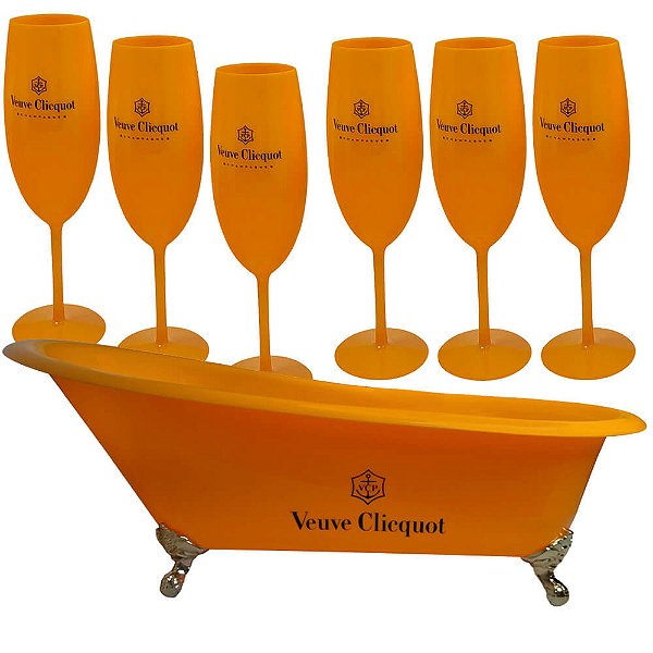 Kit Champanheira Banheira King Laranja + 12 Taças Espumante