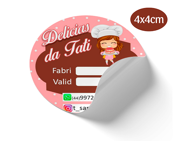 ETIQUETA ADESIVA PERSONALIZADA COM SUA ARTE ( 4X4CM )