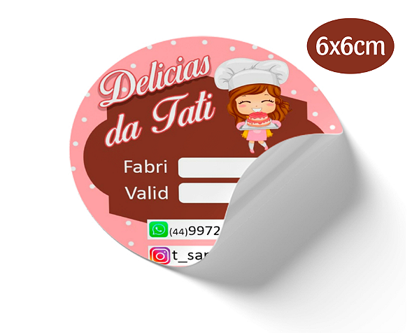 ETIQUETA ADESIVA PERSONALIZADA COM SUA ARTE ( 6X6CM )