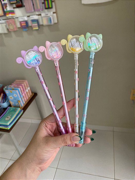 OFERTA Caneta fofa com brilho Gatinho