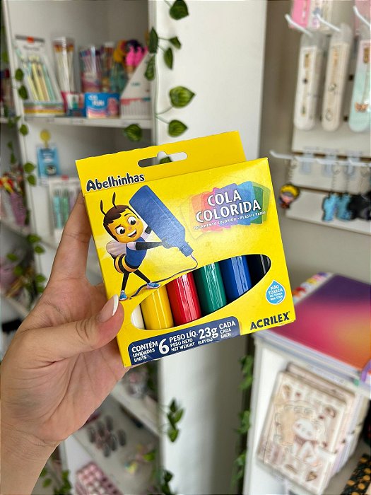 Cola Escolar Colorida Acrilex 6 Cores 23g