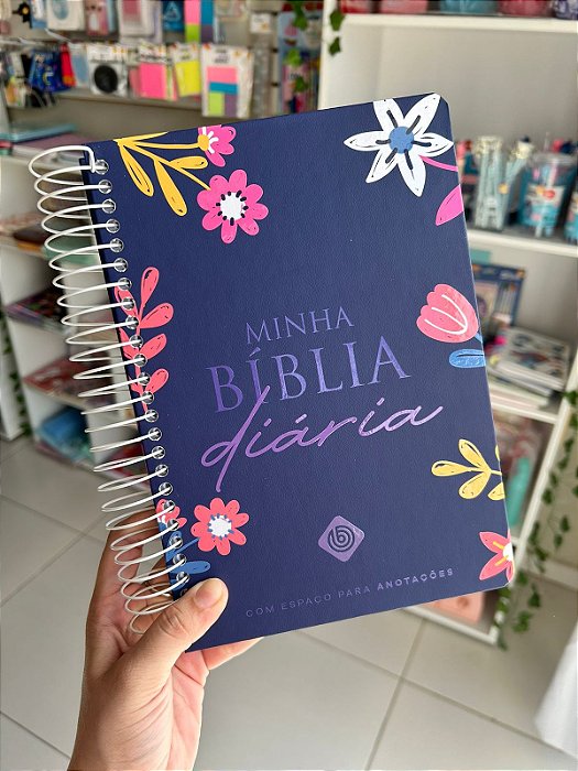 Minha Bíblia Diária NVI Azul Flores C/ Espaço Para Anotações