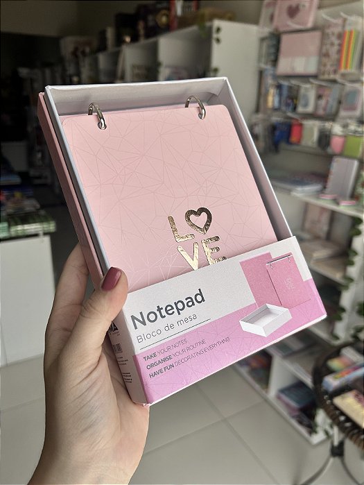 Bloco de Mesa Argolado Com Caixa Coleção Pink Stone