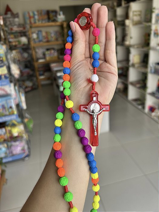 Terço com Contas em Rosas Neon