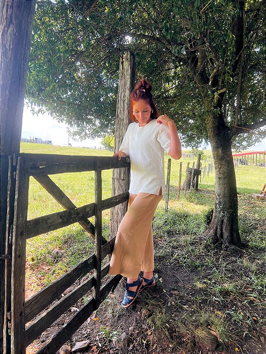 BLUSA AMPLA CANELADA OFF WHITE