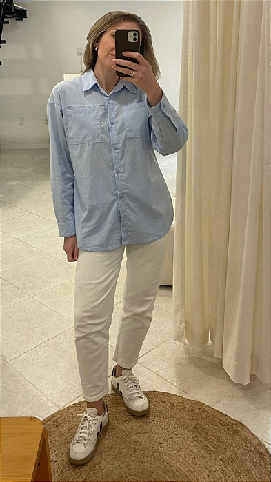 CAMISA AMPLA TRICOLINE AZUL