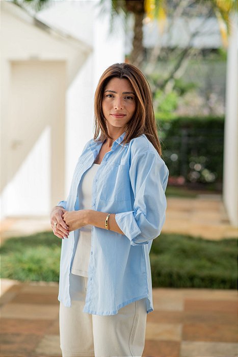 CAMISA AMPLA TRICOLINE AZUL