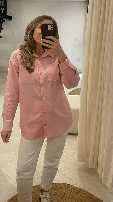 CAMISA AMPLA TRICOLINE ROSA