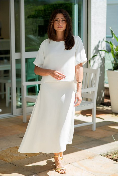 SAIA ASSIMÉTRICA CREPE OFF WHITE