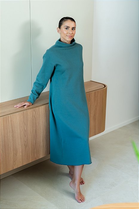 VESTIDO TRICOT ALGODÃO VERDE