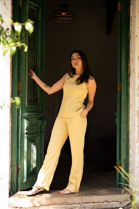 CALÇA RETA LINHO PURO GHEE