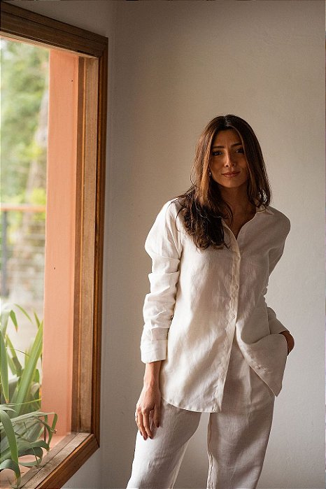 CAMISA LINHO PURO OFF WHITE