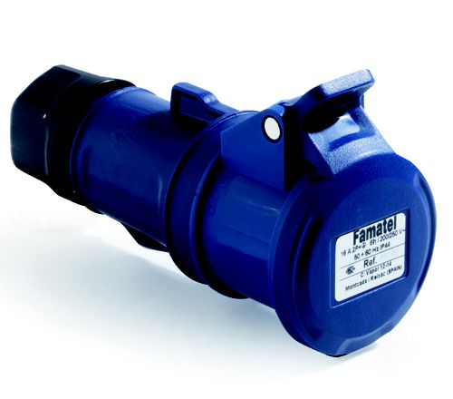 TOMADA INDUSTRIAL 32A IP44 3P+T 9H 220V AZUL 23204 FAMATEL