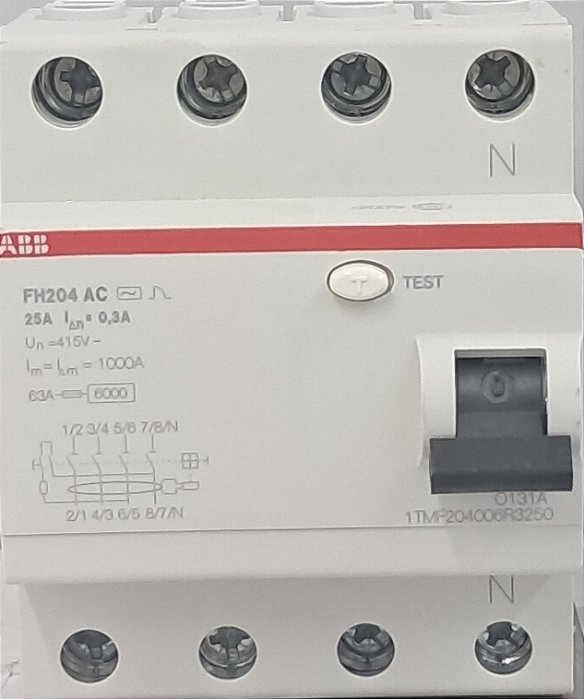 FH204 AC-25/0,3 INTERRUPTOR DIFERENCIAL DR 300MA 4 PÓLOS 25A 1TMF204006R3250 ABB