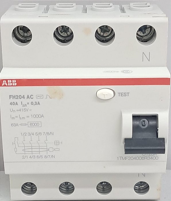 FH204 AC-40/0,3 INTERRUPTOR DIFERENCIAL DR 300MA 4 PÓLOS 40A 2CSF204006R1630 ABB