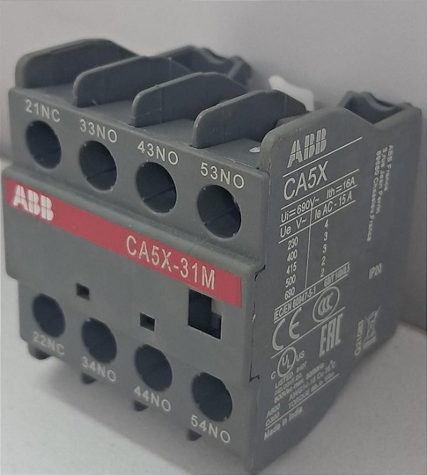 CA5X-31M-Bloco de Contato Auxiliar 3 NA 1NF TETRAPOLAR 16A 1SBN019040R1131 ABB