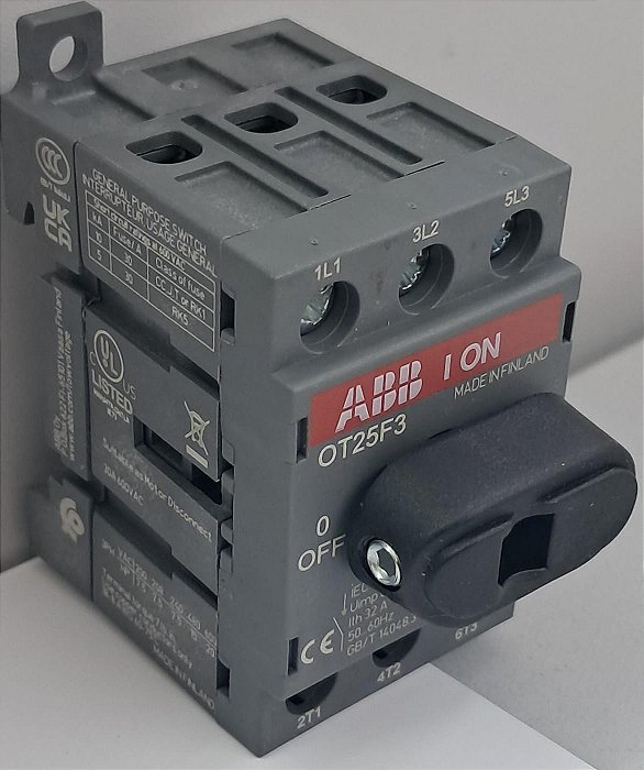 Chave Seccionadora Tripolar s/Base Fusivel 690V 25A Acionamento ManualOT25F3 1SCA104857R1001 ABB