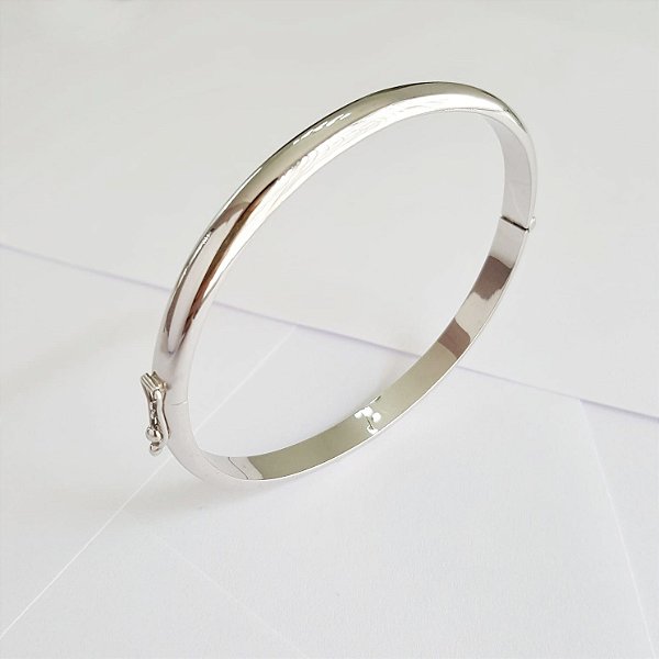 Pulseira Lisa em Ouro Branco 18k