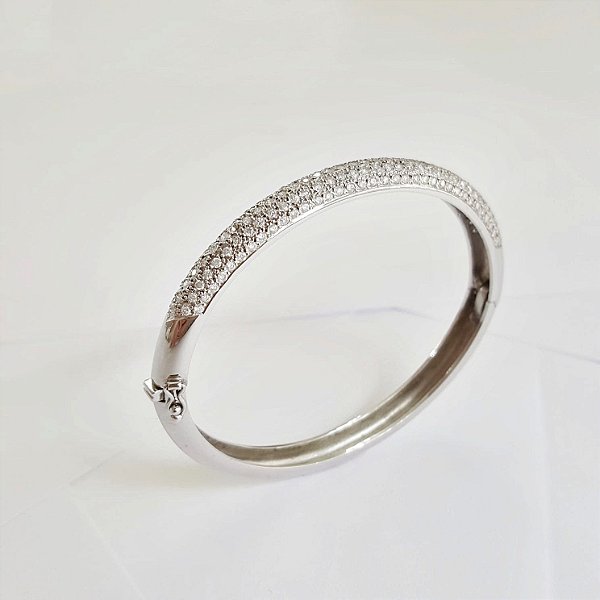 Pulseira Elegance Bombê Ouro Branco e Diamantes