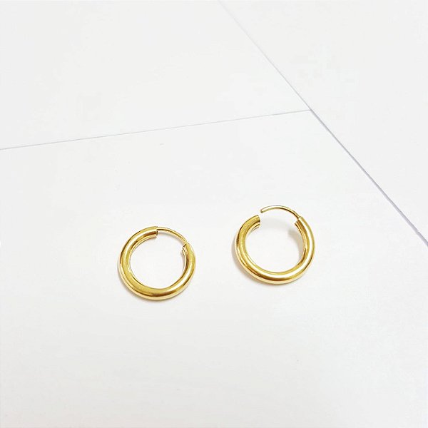 Argola Lisa em Ouro Amarelo / 10 mm