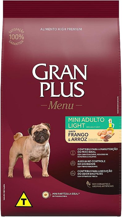 Gran Plus Menu Cães Light Raças Pequenas/Raças Médias/Grande