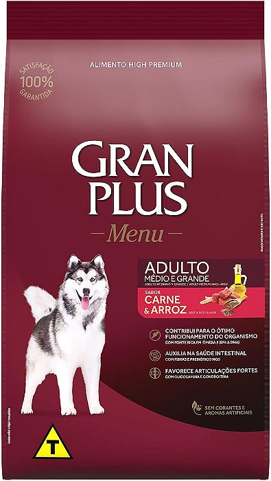 Gran Plus Menu Cães Adultos Raças Médias e Grandes