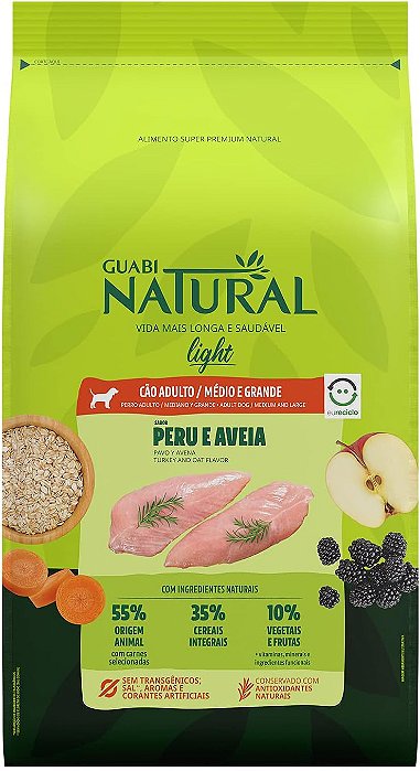 Guabi Natural Cães Adultos Light Raças Médias e Grandes