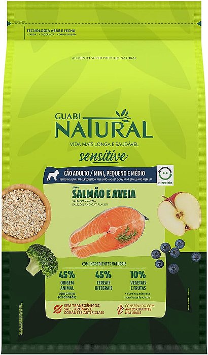 Guabi Natural Cães Adultos Sensitive Raças Mini Pequeno E Médio