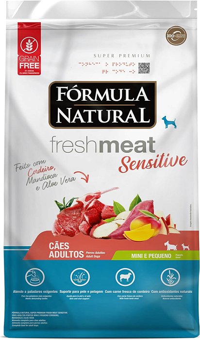 Fórmula Natural Fresh Meat Cães Adultos Sensitive Raças Mini e Pequenas