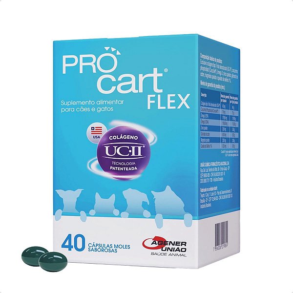 ProCart Flex Agener União Suplemento Cães 40 Cápsulas