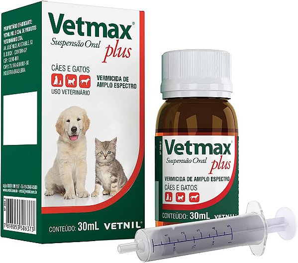 Vetmax Suspensão Oral 30ml Vermífugo Veterinário