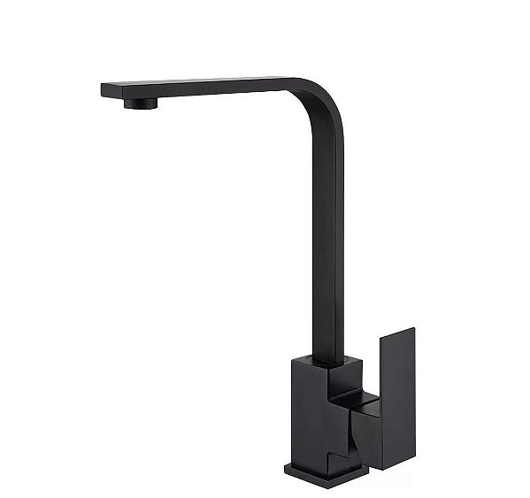TORNEIRA MONOCOMANDO PRETO FOSCO CANO RETO 32CM RETANGULAR C/ AREJADOR EXTERNO BANCADA
