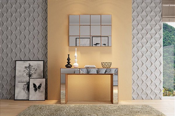 PAINEL DECORATIVO 3D QUADRICULADO ESPELHADO