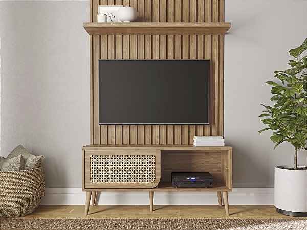 RACK TELA 135CM C/ 1 PORTA CORRER - FREIJO