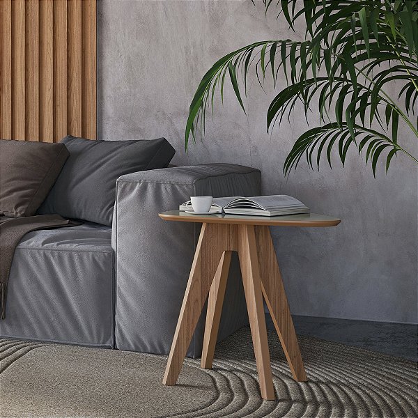 MESA CANTO ORGANICA 65CM - OFF WHITE/FREIJO